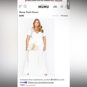 NEW Rome Twist Gown By Mumu - 3x